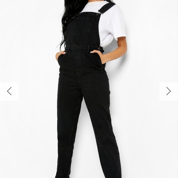 Boohoo Denim - BOOHOO DENIM BLACK OVERALLS